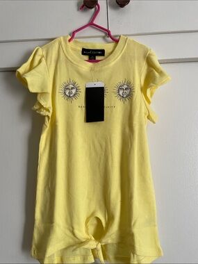 Yellow Girls' Ribbed Sun Graphic Tee
